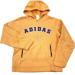 Adidas Hoodie Girls Medium Orange Sweatshirt Sweater Spell Out Logo Youth Kids M